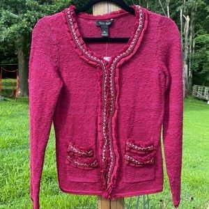 White House/Black Market Magenta Hook‎ & Eye Cardigan Sweater NWOT